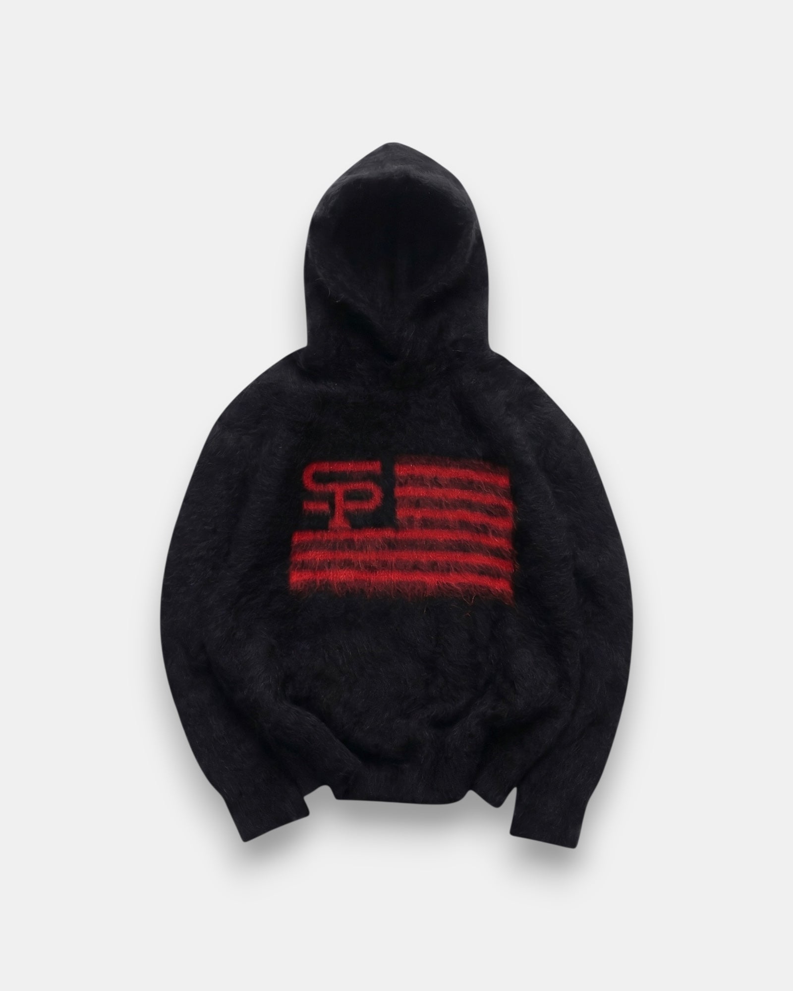 US001 RED MOHAIR GHOST HOODIE
